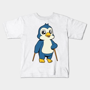 Nordic Walking cartoon Penguin Kids T-Shirt